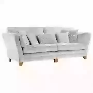 Chenille Velvet Fabric 4 Seater Sofa with Curved Arms And Optional Stud Detailing